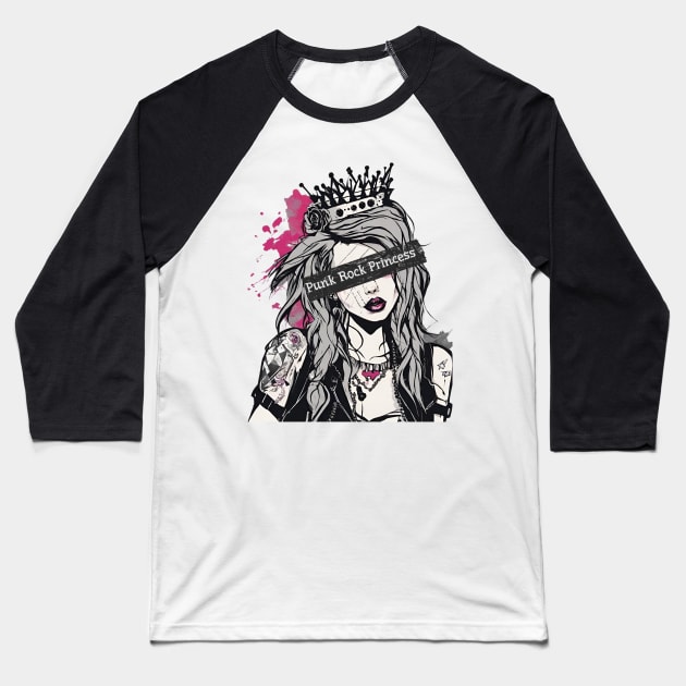 Punk Rock Princess Baseball T-Shirt by This Geeky Life